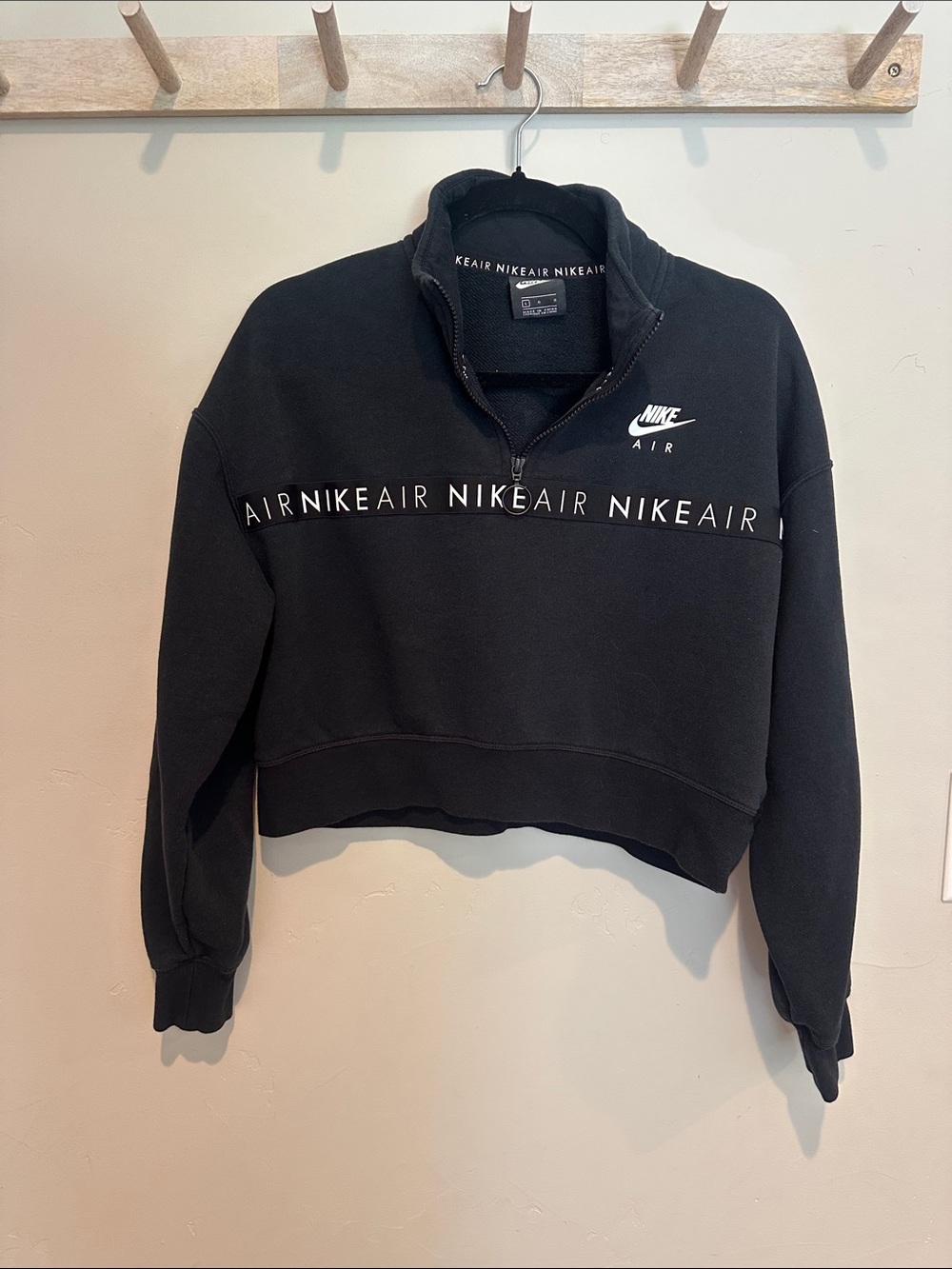 Nike Black Half-Zip Crop Pullover with Nike Air Tape